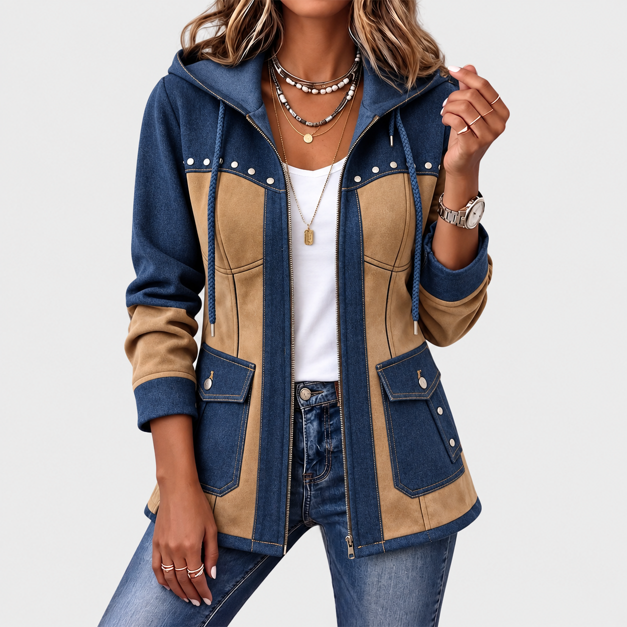 Navy Blue / Beige / 5XL